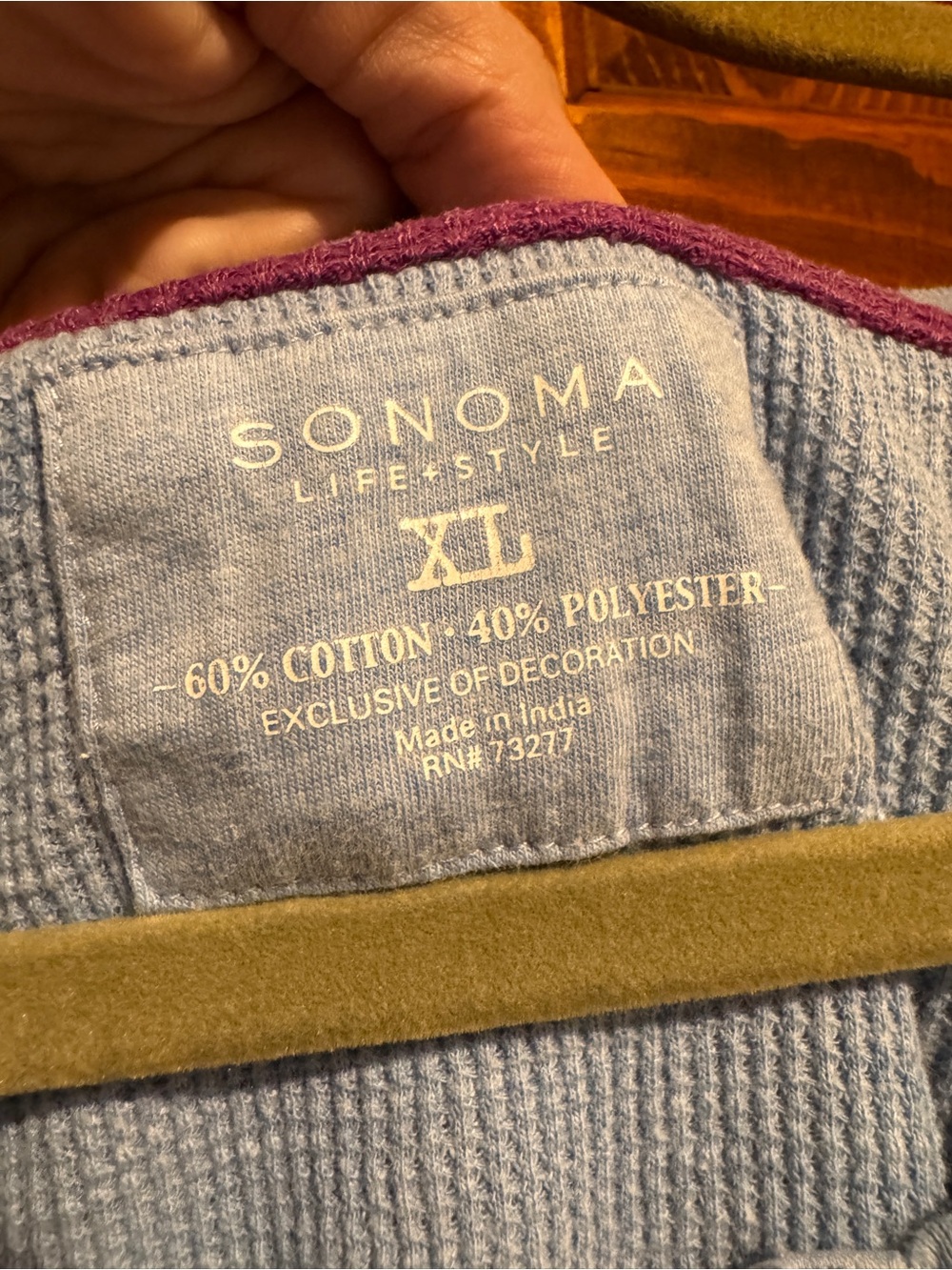 Sonoma Light Blue Lace-Trim Henley Long Sleeve Top - Picture 6 of 10